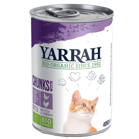 (за възрастни котки) пилешки и пуешки парчета с домати и коприва BIO 405 g