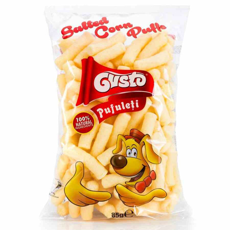 Chrupki kukurydzaine naturalne lekko solone Gusto Pufuleti, 85g