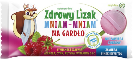 Zdrowy lizak Mniam-Mniam na gardło malina - Starpharma