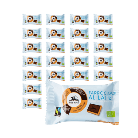 КОМПЛЕКТ 24 x Справедливо търгувани бисквити от спелта с млечен шоколад BIO 28 g