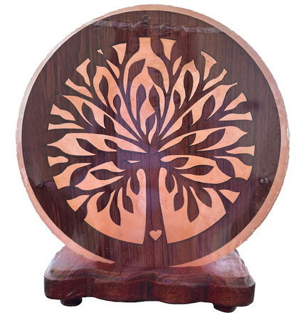 Солна лампа с мотив на дърво 5,3 кг - Хималайска сол