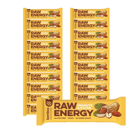 КОМПЛЕКТ 20 x RAW ENERGY бар с фъстъци с нешлифована дата. 50 g