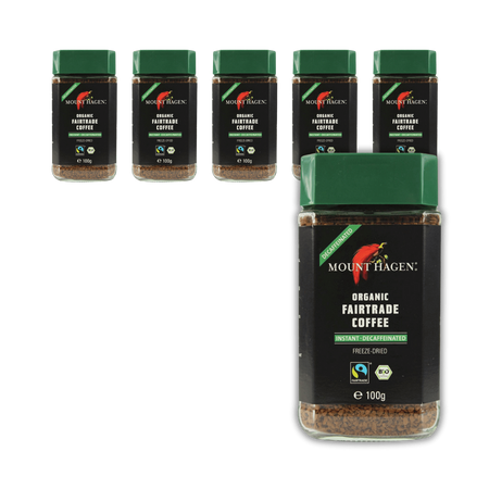 КОМПЛЕКТ 6 x Разтворимо кафе без кофеин от арабика/робуста от справедливата търговия BIO 100 g - Mount Hagen