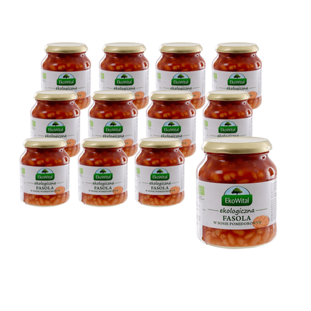 КОМПЛЕКТ 12 x Бял боб в доматен сос BIO 360 g - Ekowital