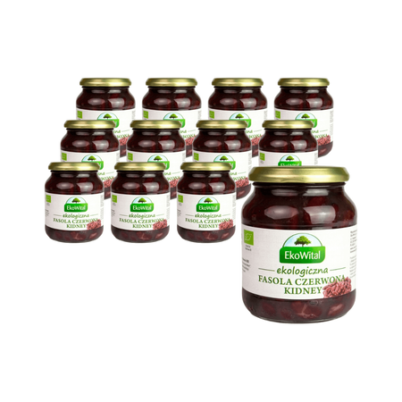  КОМПЛЕКТ 12 x Червен бъбрек в саламура BIO 360 г / 240 г - Ekowital