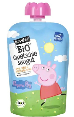 Пюре от ябълки и круши с овесени ядки BIO 100 g Peppa Pig - PURE&FUN