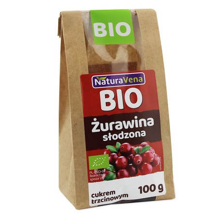 Червени боровинки, подсладени с тръстикова захар BIO 100 г - Naturavena