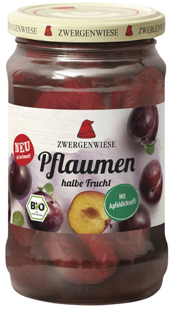 Безглутенови разрязани наполовина сливи в лек сироп био 360 г (180 г) (буркан) - ZWERGENWIESE