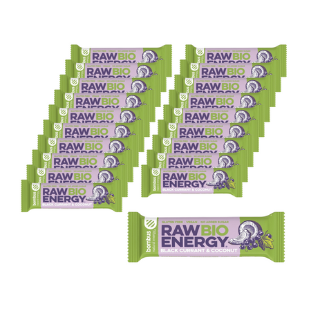 КОМПЛЕКТ 20 x RAW ENERGY бар BIO касис-кокос НЕ-ГМО. BIO 50 g