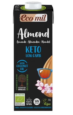 Бадемова напитка Keto Low Carb без глутен BIO 1 l- Ecomil