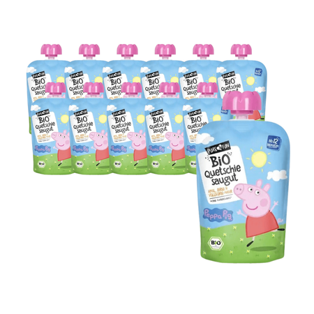 КОМПЛЕКТ 12 x Пюре от ябълки и круши с овесени ядки BIO 100 g Peppa Pig - PURE&FUN