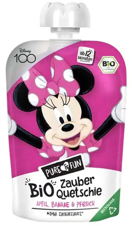 Пюре от ябълки, банани и праскови BIO 100 г Minnie Mouse - PURE&FUN