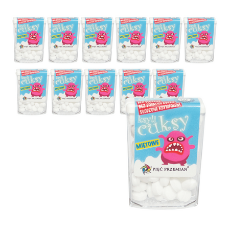 КОМПЛЕКТ 12 x Безглутенов ксилитол Ксилитол бонбони с вкус на мента 13 г