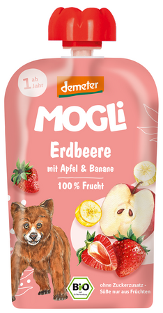 Ябълка - банан - ягода мус без добавени захари от 1 година деметер био 100 г - MOGLI