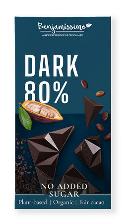 80 % безглутенов горчив шоколад без добавени захари био 60 г - BENJAMISSIMO
