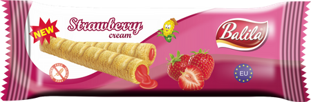 Царевични тръбички с крем с вкус на ягода и без глутен, 18 г - Balila