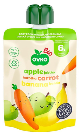 Пюре от ябълки, моркови и банани след 6 месеца BIO 90 g